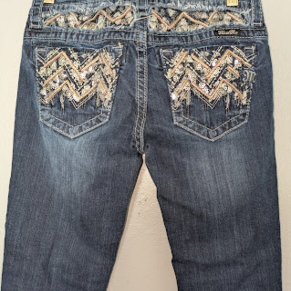 Miss Me Boot Cut Dark Wash Blue Jeans, Girls  (26”x25”) - Picture 5 of 9